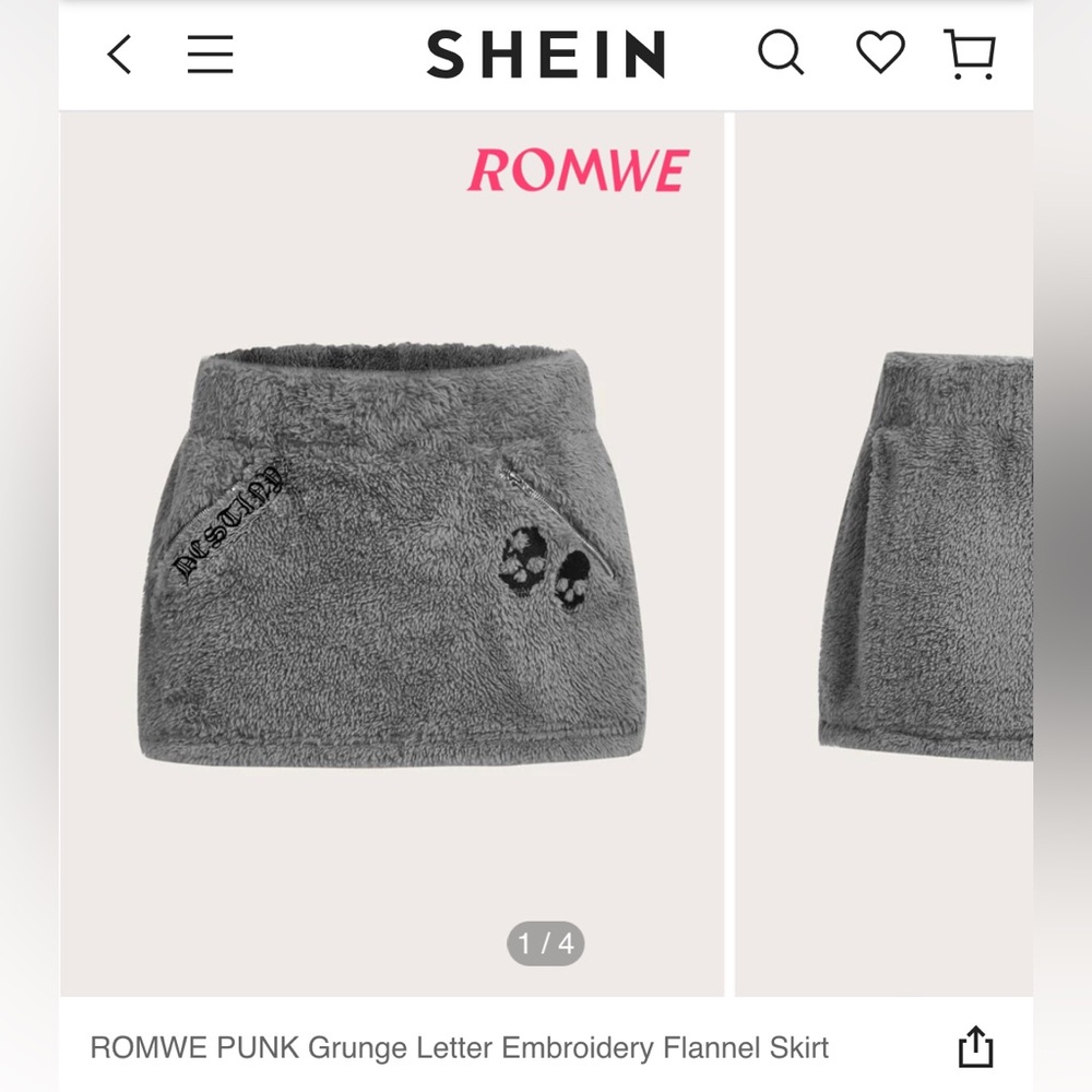 SHEIN PUNK Grunge Letter Embroidery Flannel Skirt